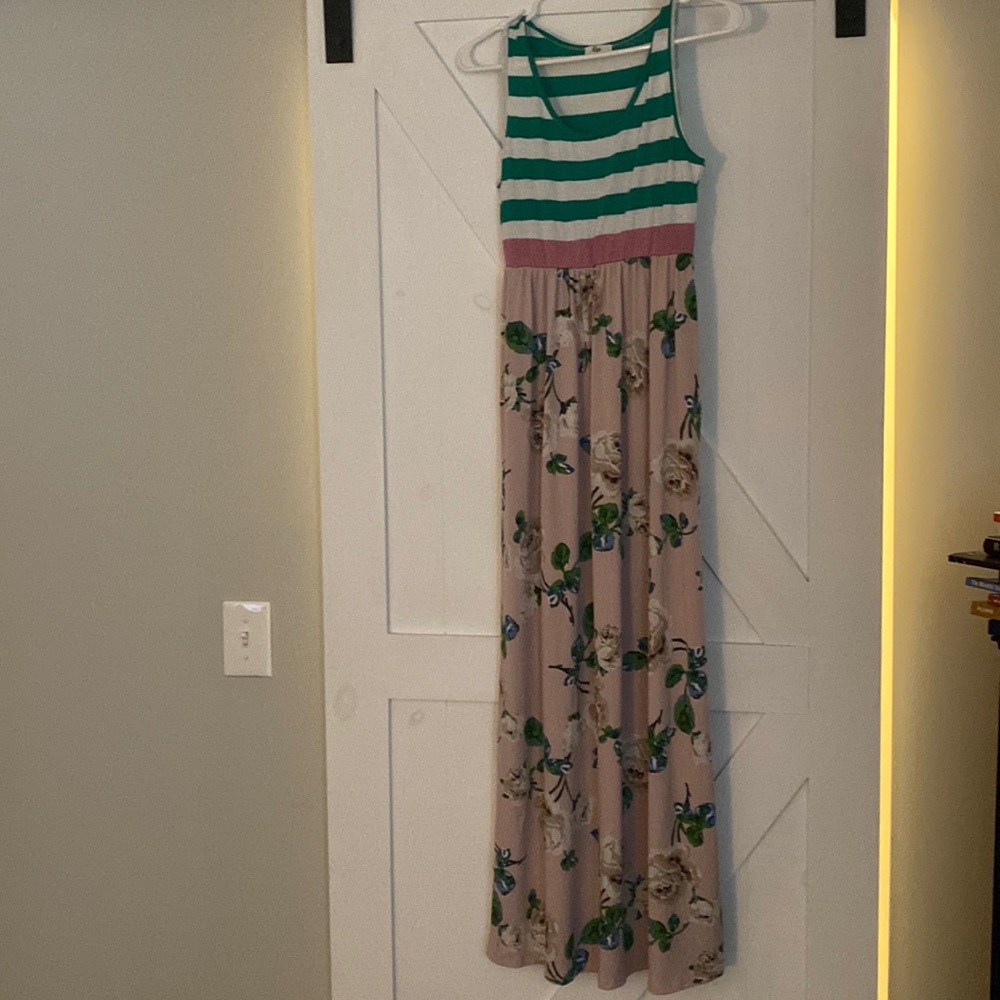 Floral with striped maxi dress